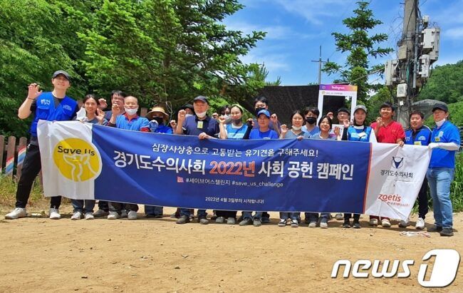 경기도수의사회와 내추럴발란스 봉사자들은 29일 경기 용인시 사설 동물보호소에서 봉사활동을 진행했다. © 뉴스1 최서윤 기자